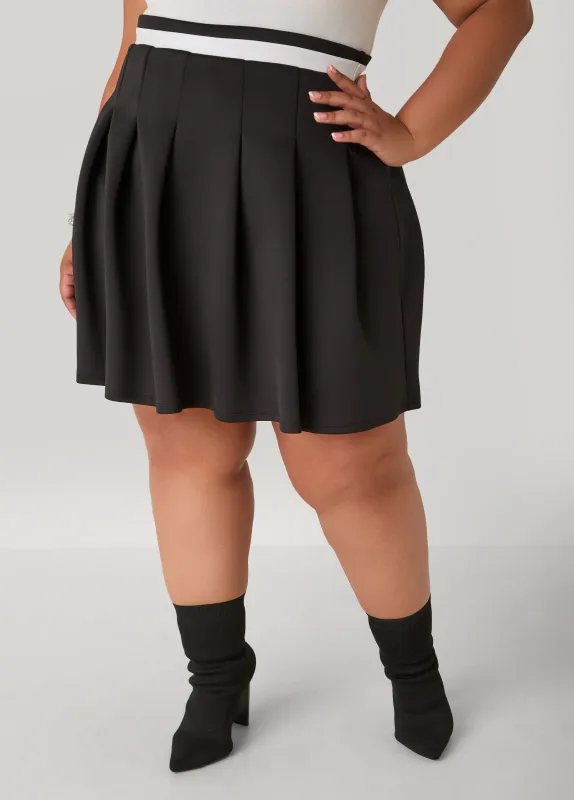 Pleated Striped Tennis Skort sold by Ashley Stewart
