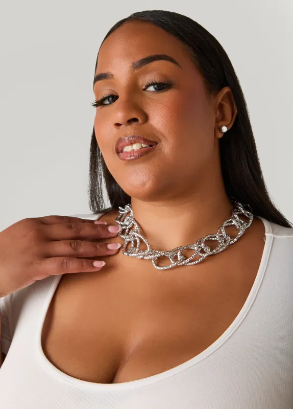 Textured Silver Tone Necklace Set sold by Ashley Stewart