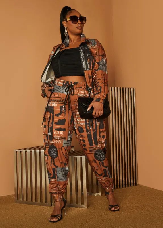 Newspaper Print Cargo Joggers sold by Ashley Stewart