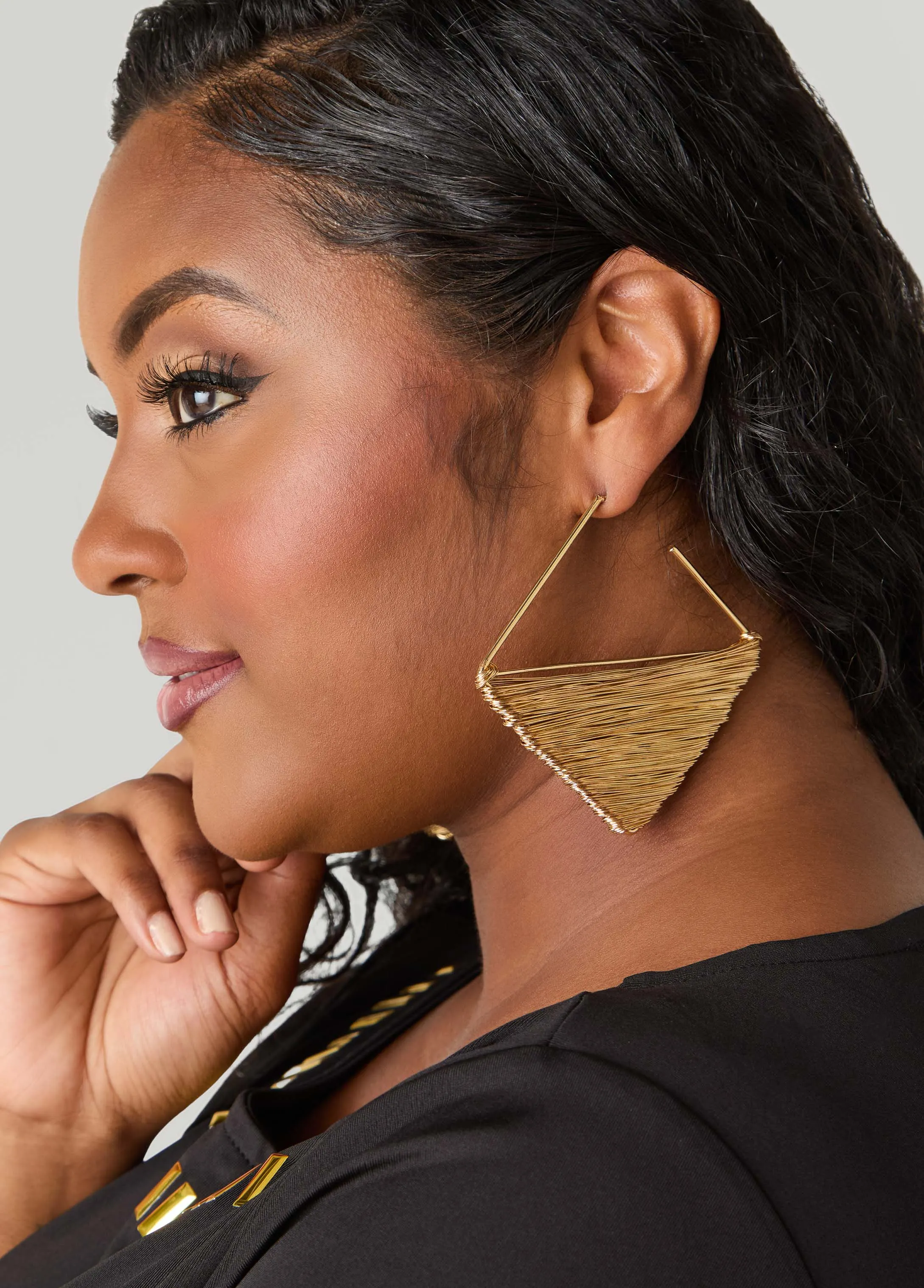 Gold Tone Wrapped Wire Earrings sold by Ashley Stewart
