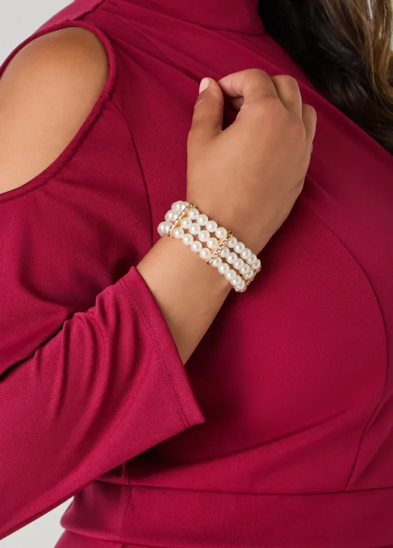 Faux Pearl Stretch Bracelet sold by Ashley Stewart