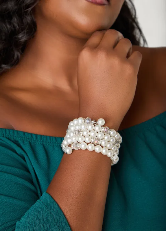 Wrap Faux Pearl Bracelet sold by Ashley Stewart