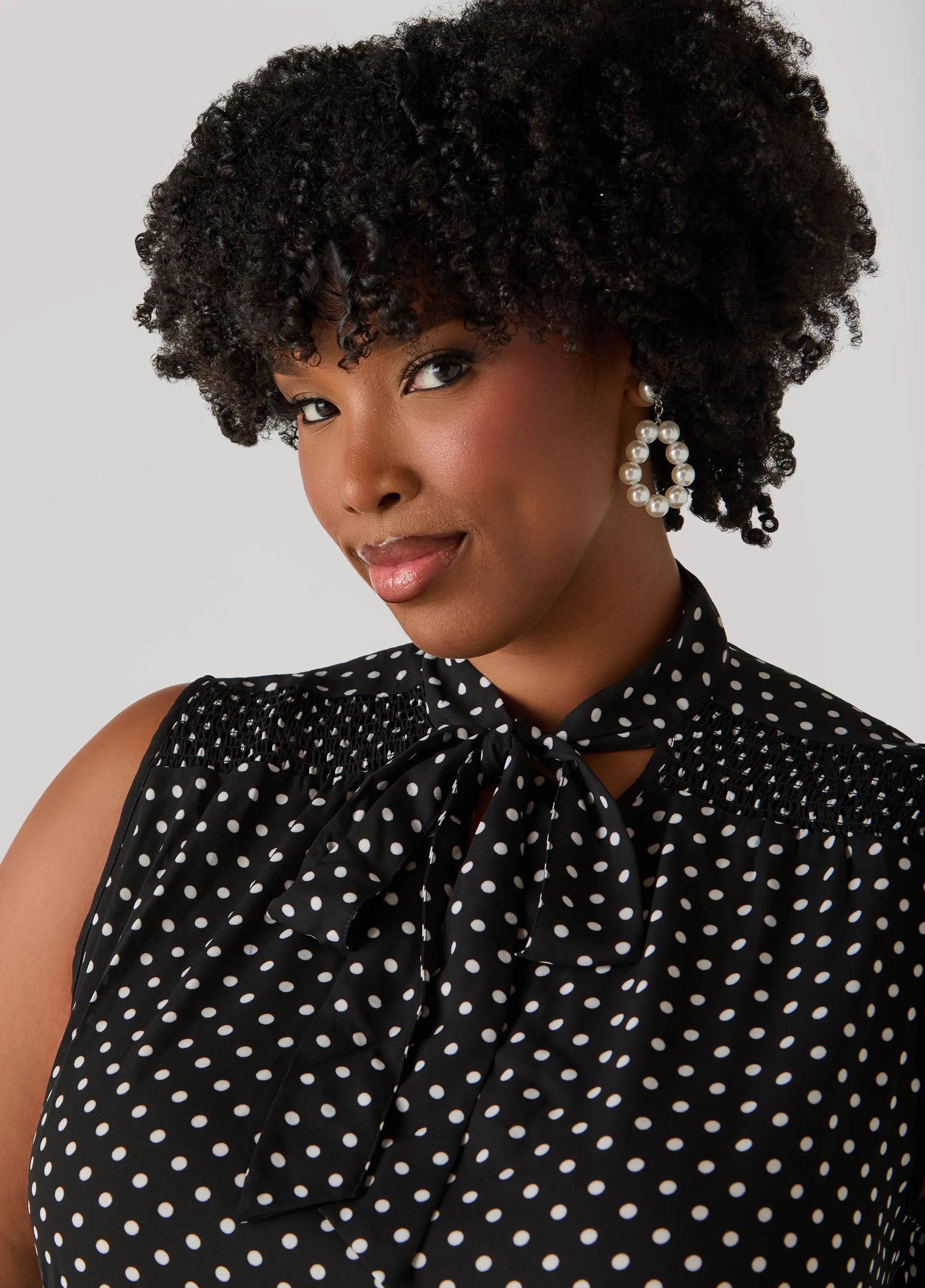 Tie Neck Polka Dot Blouse sold by Ashley Stewart product image thumbnail 5