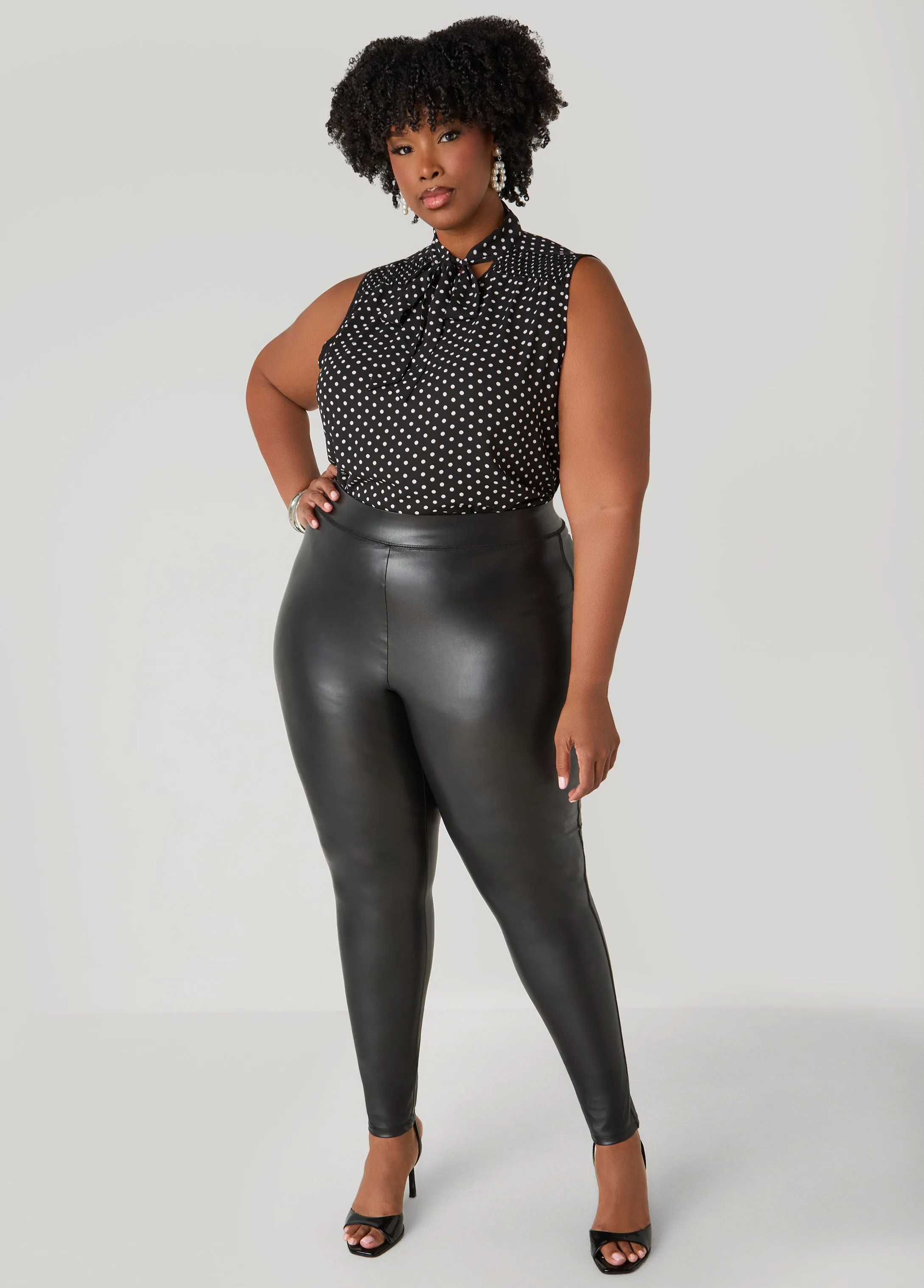 Tie Neck Polka Dot Blouse sold by Ashley Stewart product image thumbnail 4