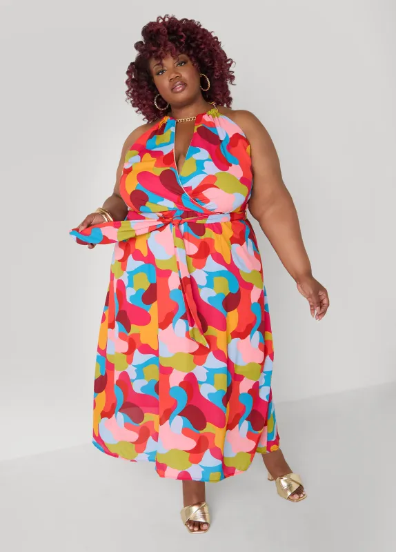 Chain Trimmed Geo Print Dress sold by Ashley Stewart