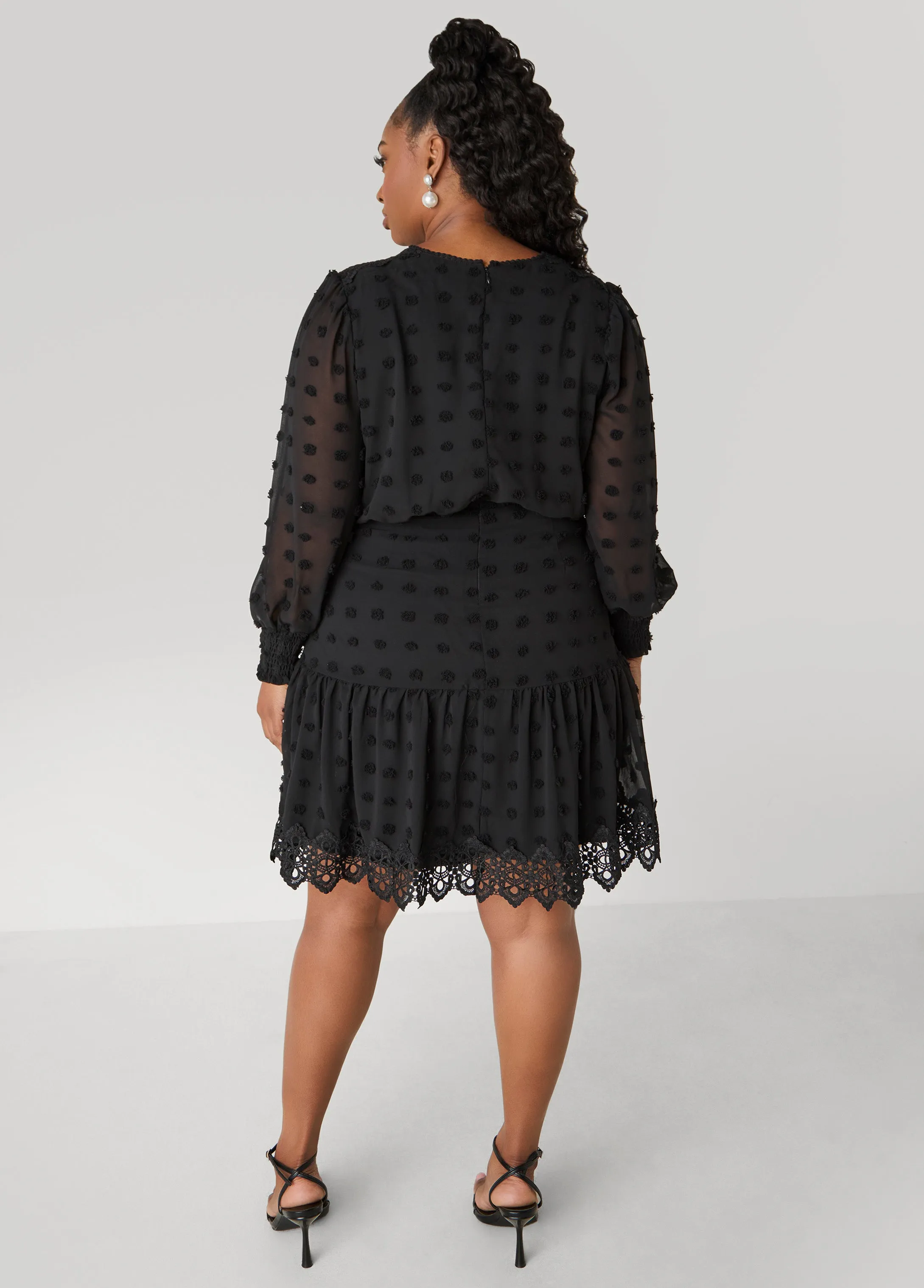 Crocheted Trim Pompom Dress sold by Ashley Stewart product image thumbnail 2