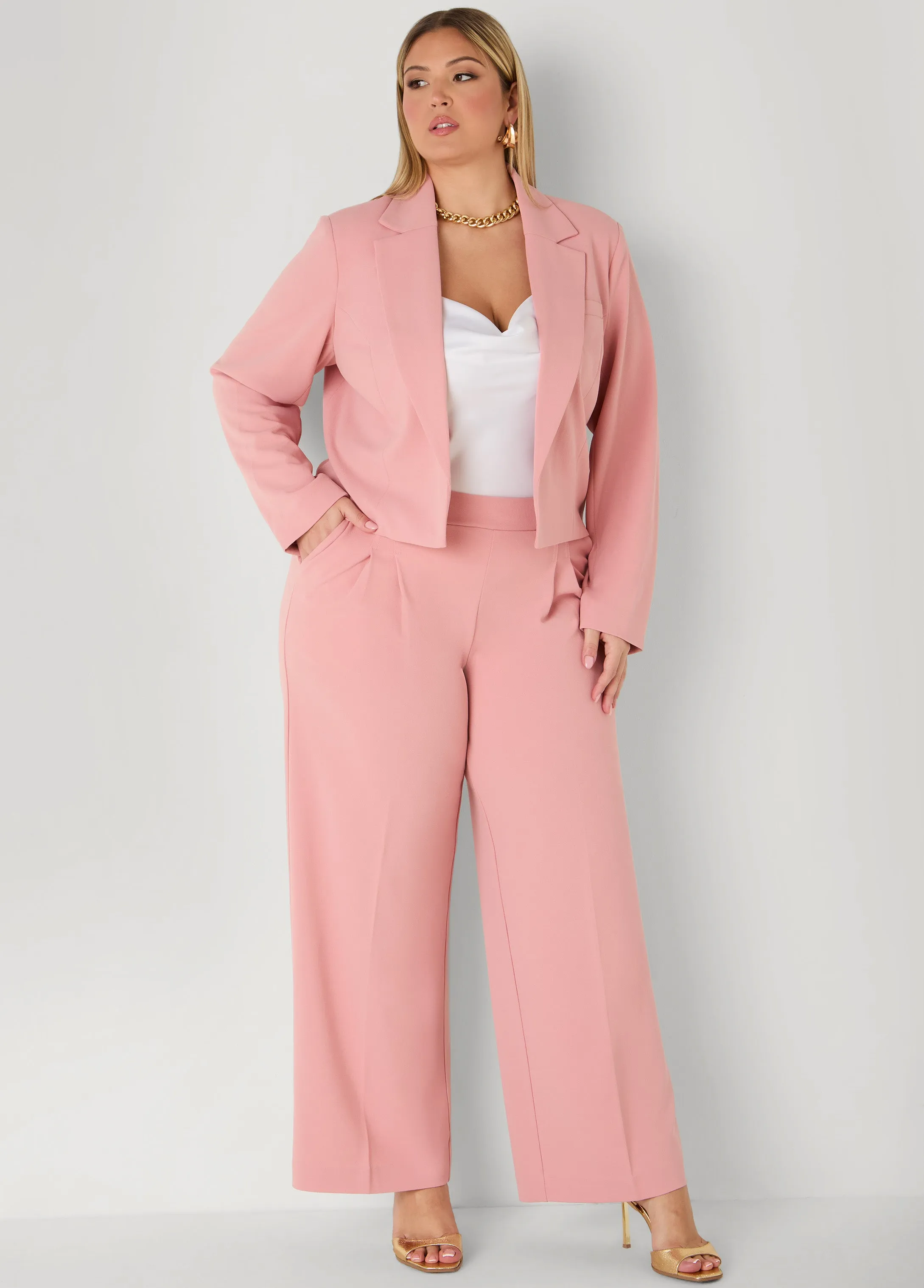 Open Front Cropped Blazer sold by Ashley Stewart product image thumbnail 3