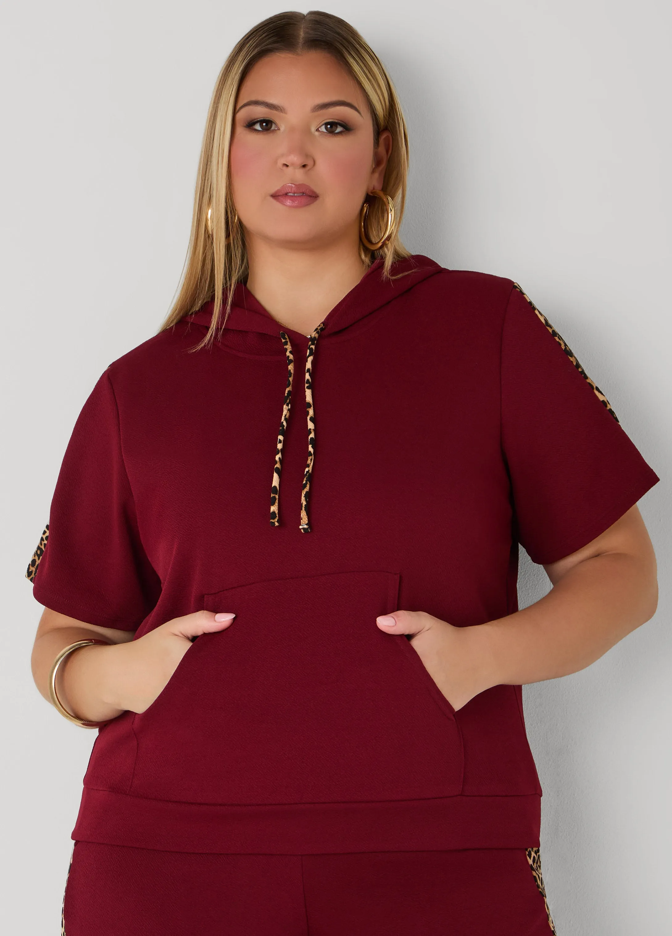 Animal Print Paneled Hoodie sold by Ashley Stewart