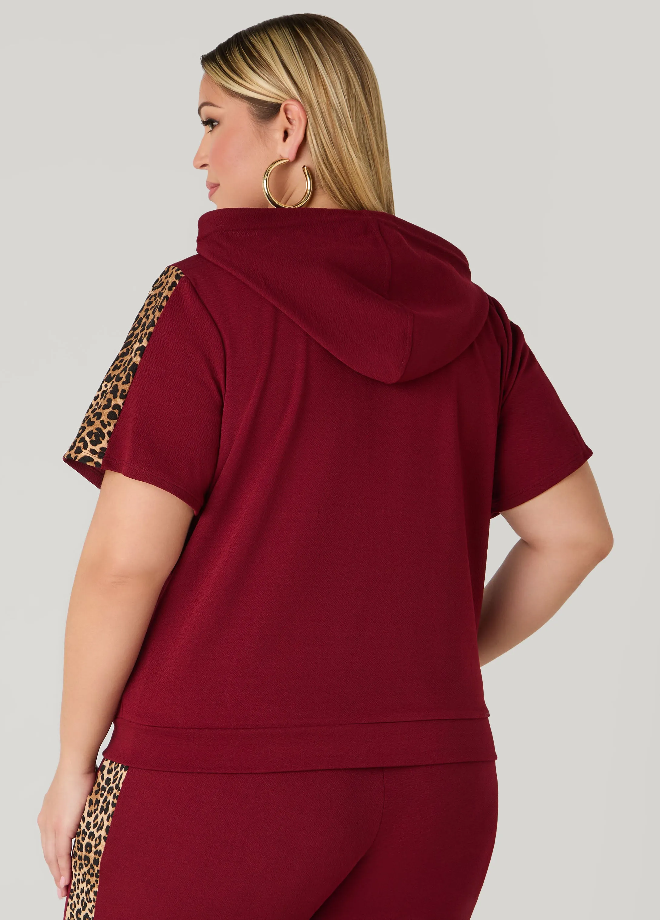 Animal Print Paneled Hoodie sold by Ashley Stewart product image thumbnail 2