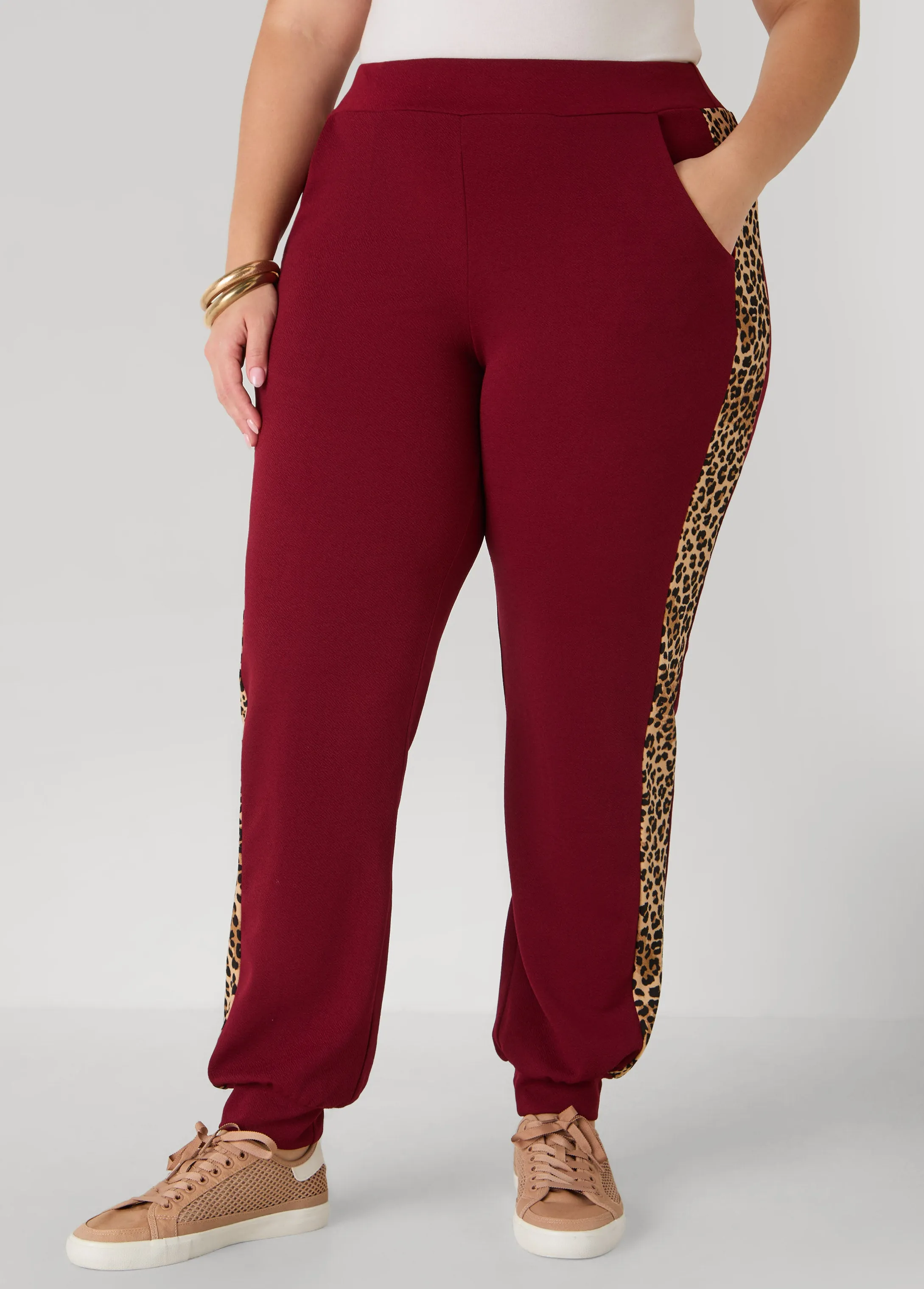 Animal Print Trimmed Joggers sold by Ashley Stewart product image thumbnail 4