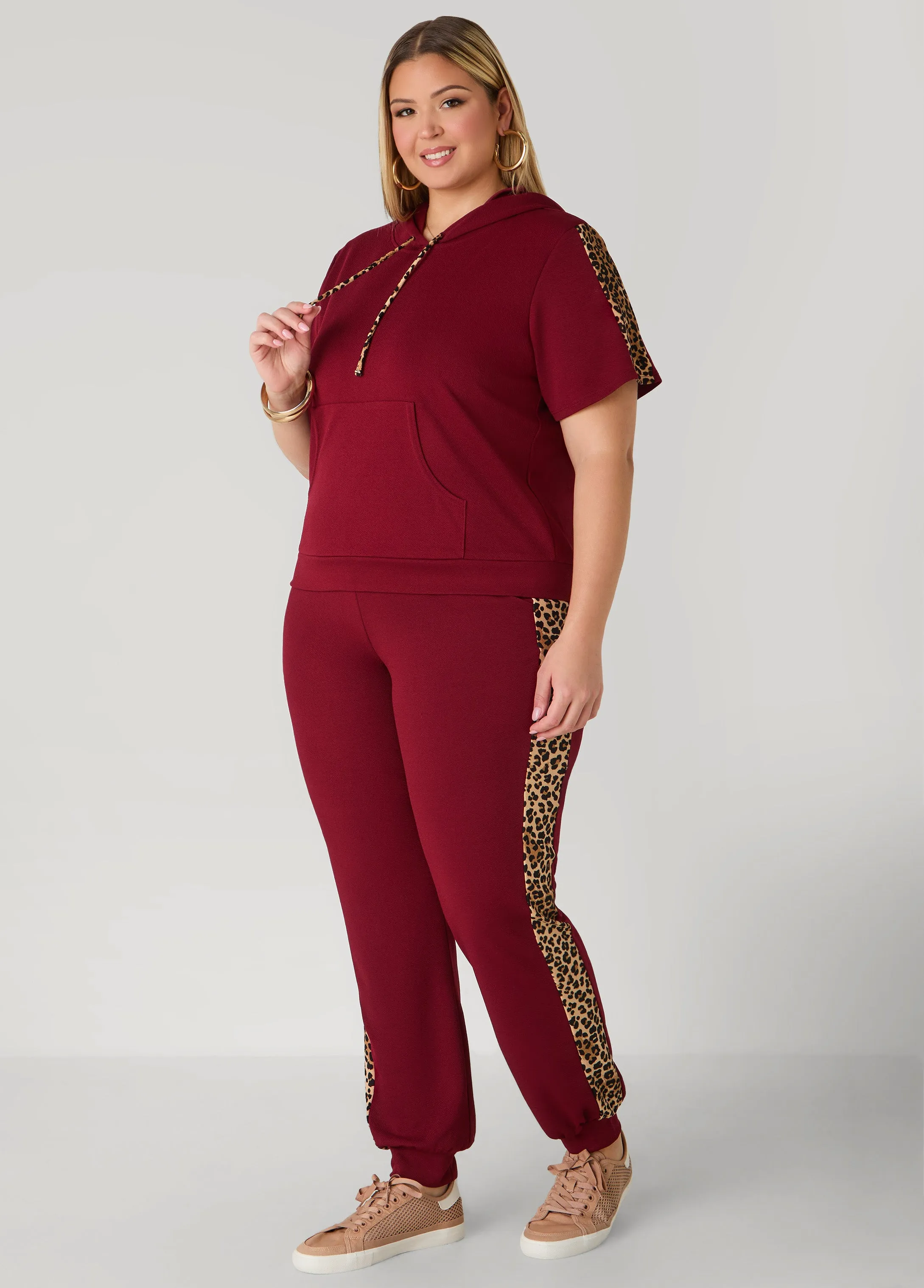 Animal Print Trimmed Joggers sold by Ashley Stewart