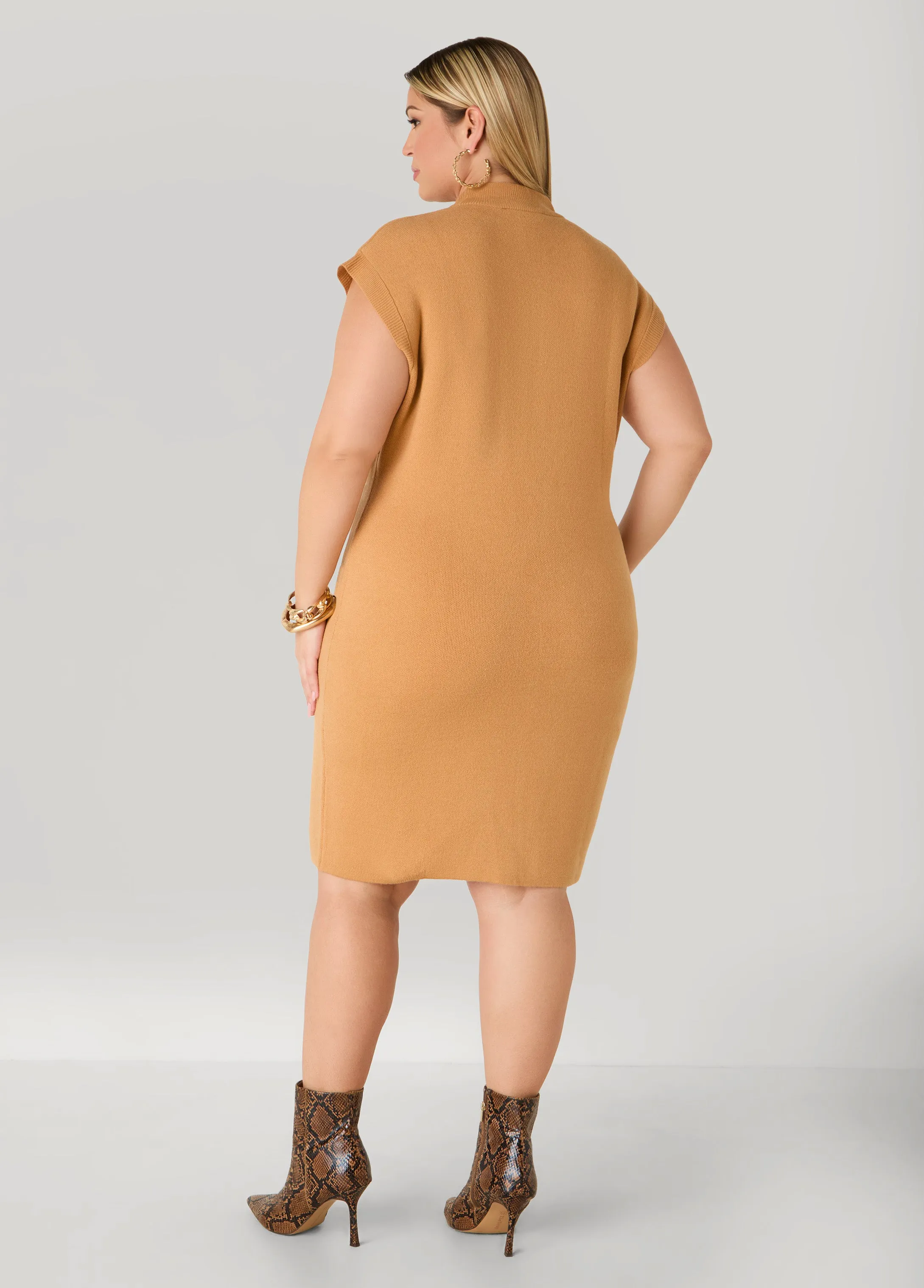 Mock Neck Bodycon Sweater Dress sold by Ashley Stewart product image thumbnail 2