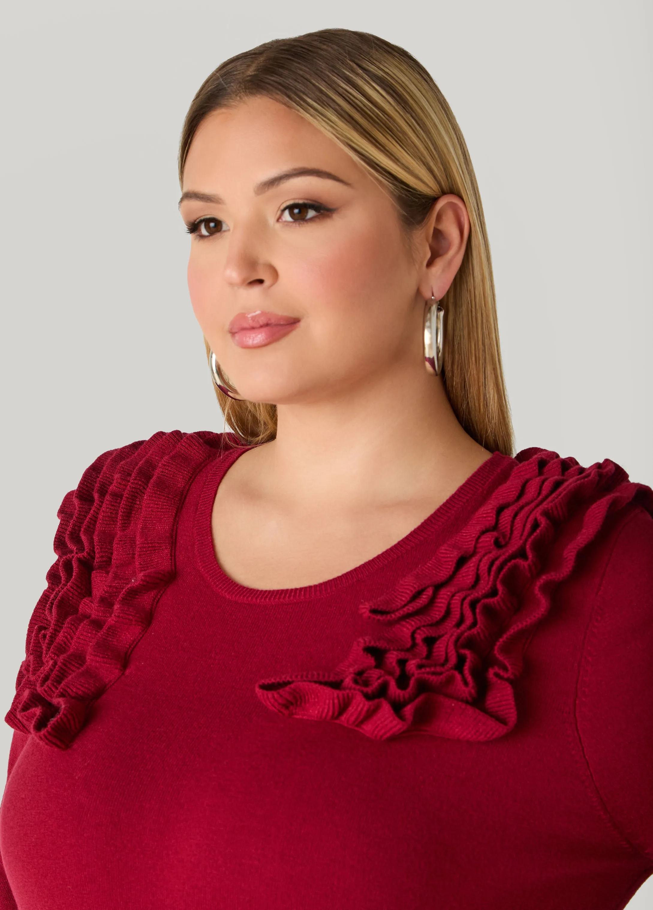 Ruffled Sweater sold by Ashley Stewart product image thumbnail 4