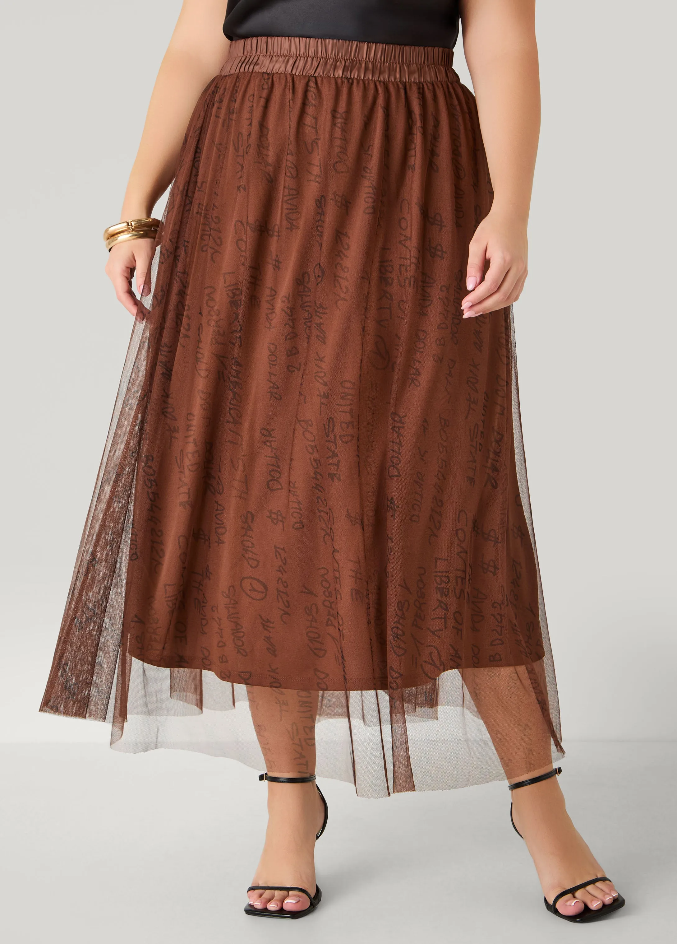 Printed Mesh Maxi Skirt sold by Ashley Stewart