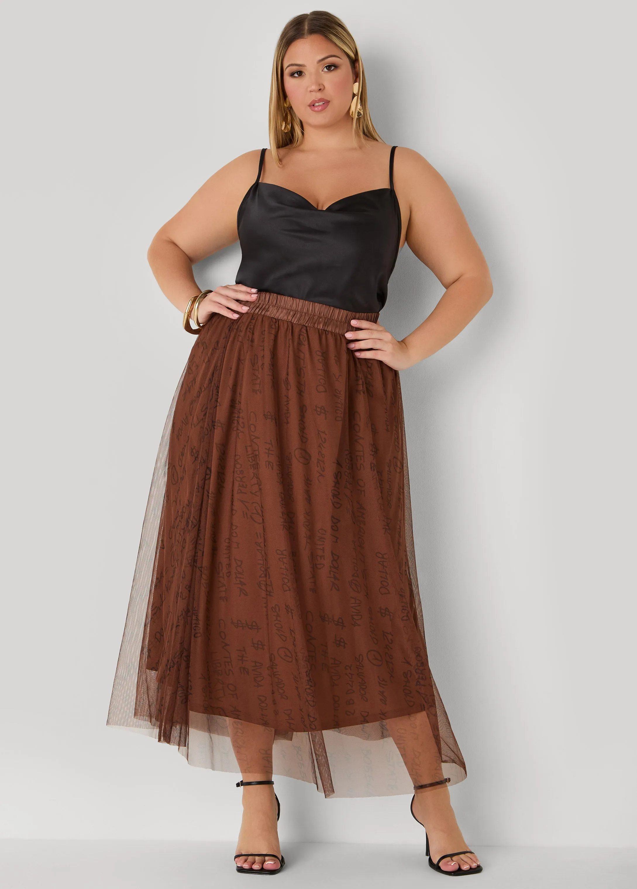 Printed Mesh Maxi Skirt sold by Ashley Stewart product image thumbnail 3