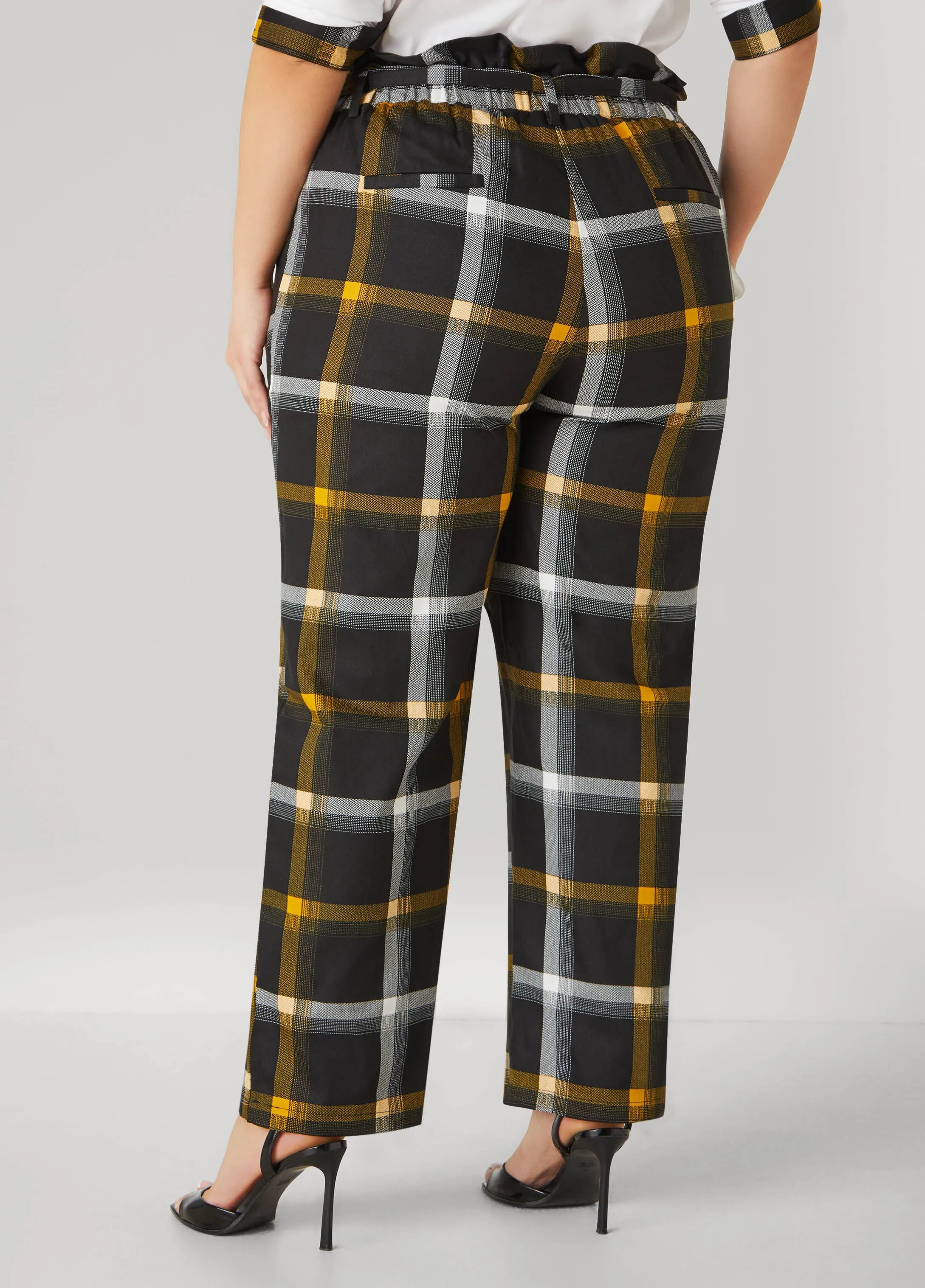 Plaid Twill Paperbag Pants sold by Ashley Stewart product image thumbnail 2