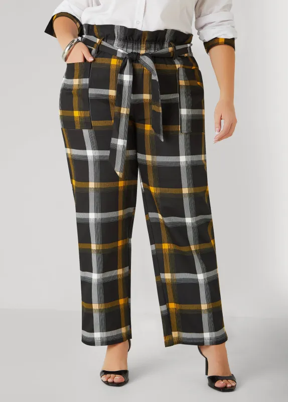 Plaid Twill Paperbag Pants sold by Ashley Stewart