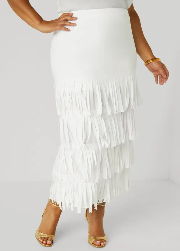 Fringed Maxi Skirt sold by Ashley Stewart