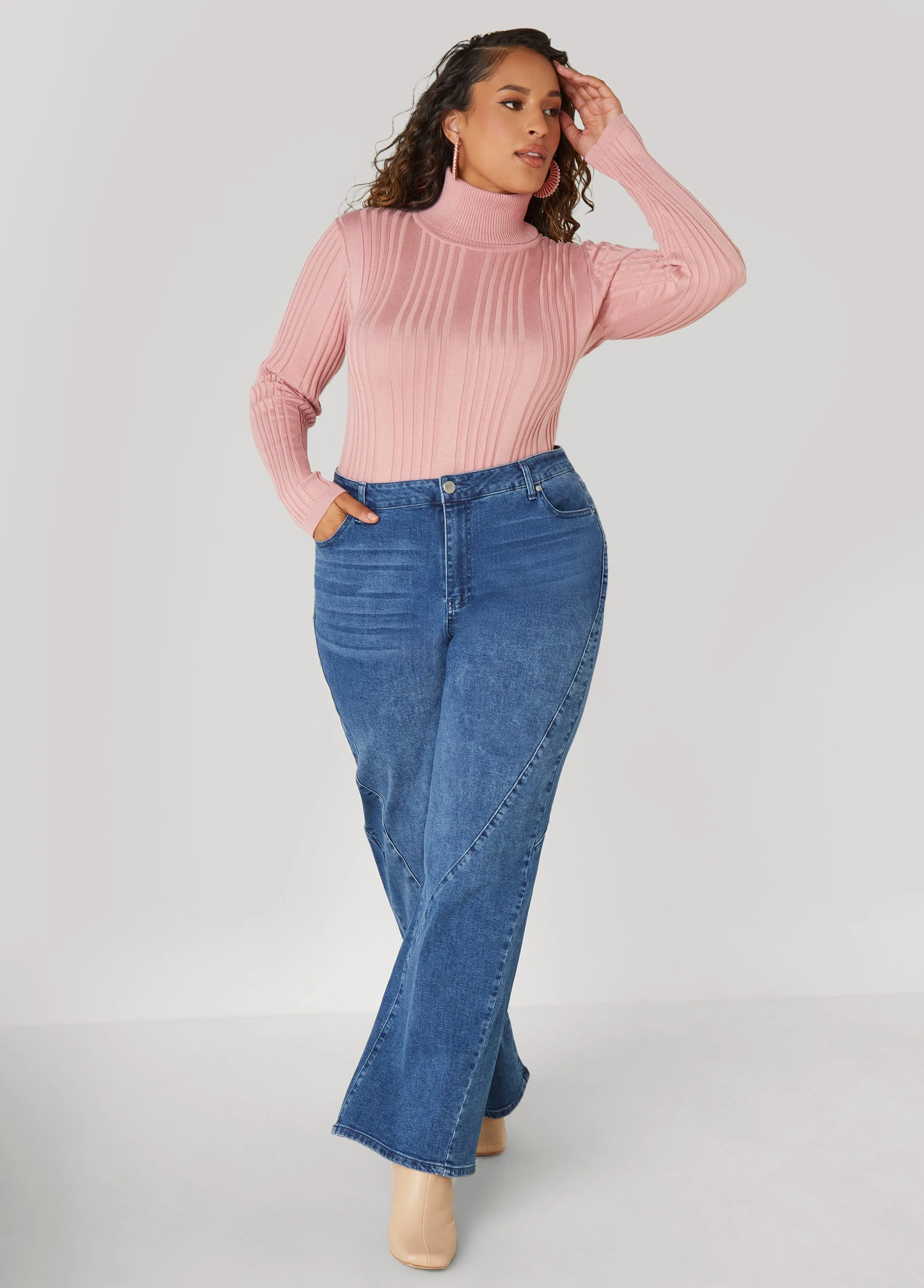 Ribbed Knit Turtleneck Sweater sold by Ashley Stewart product image thumbnail 3