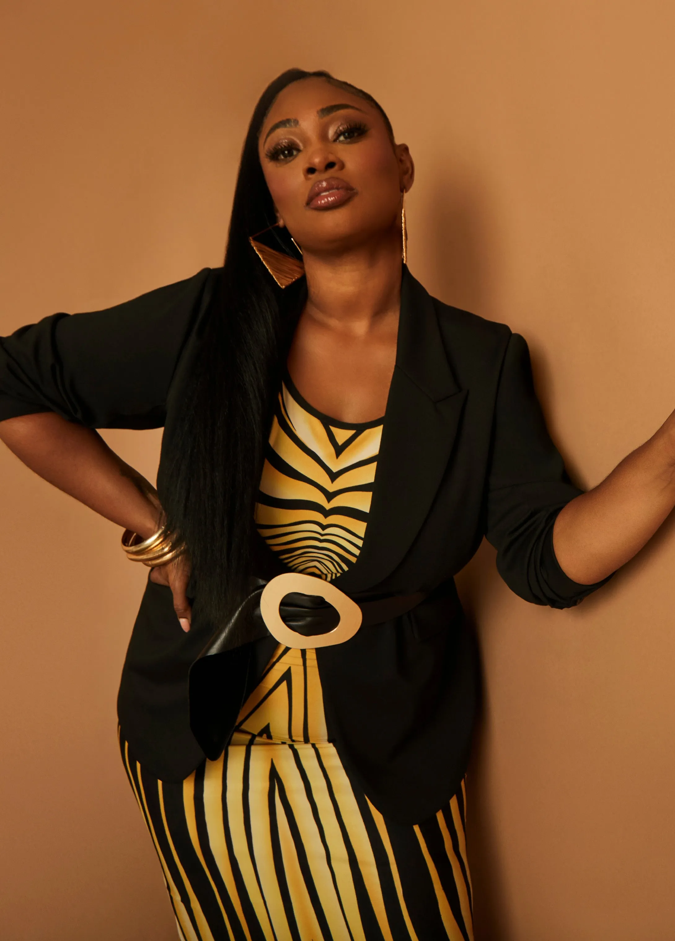 Button Front Ponte Blazer sold by Ashley Stewart