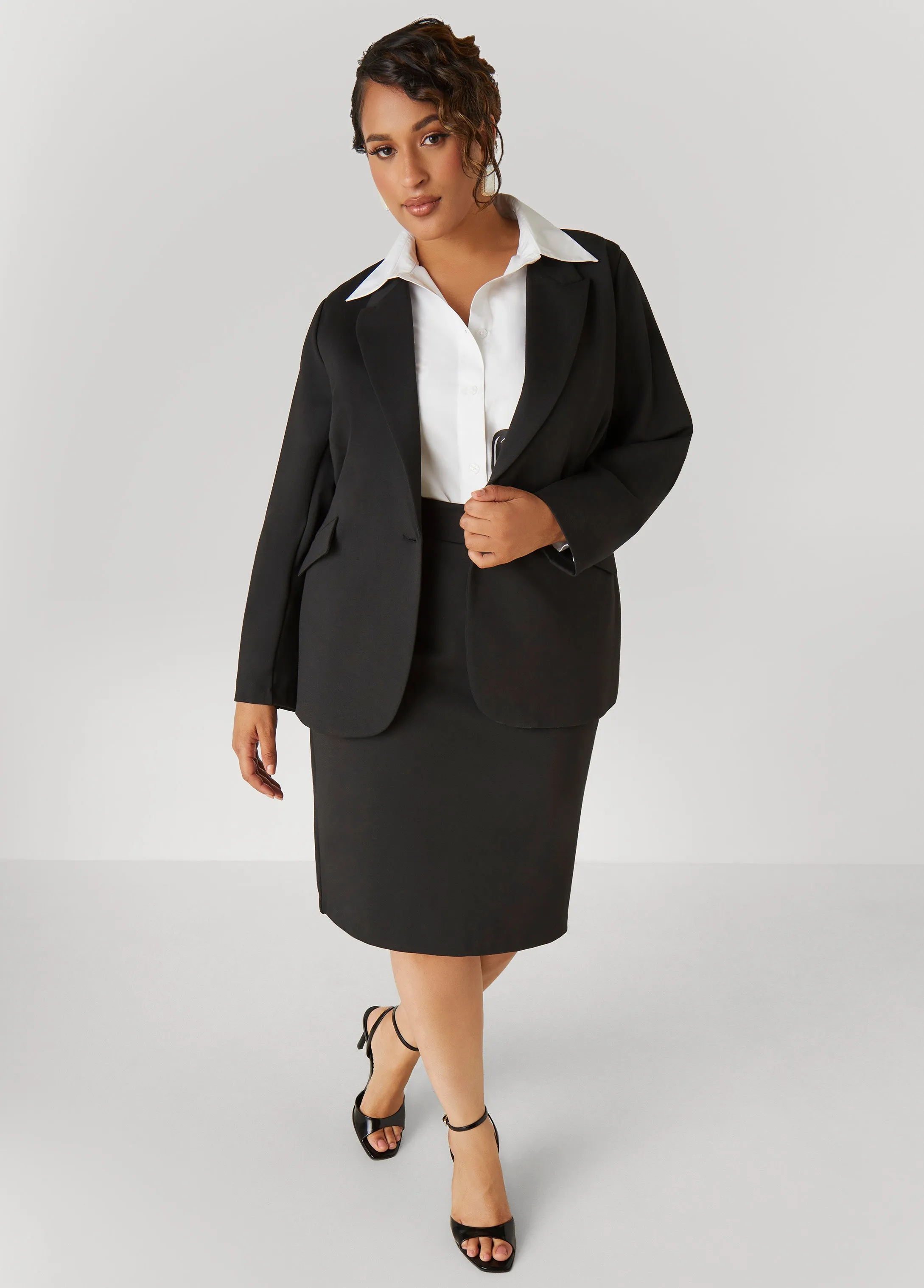 Button Front Ponte Blazer sold by Ashley Stewart product image thumbnail 4