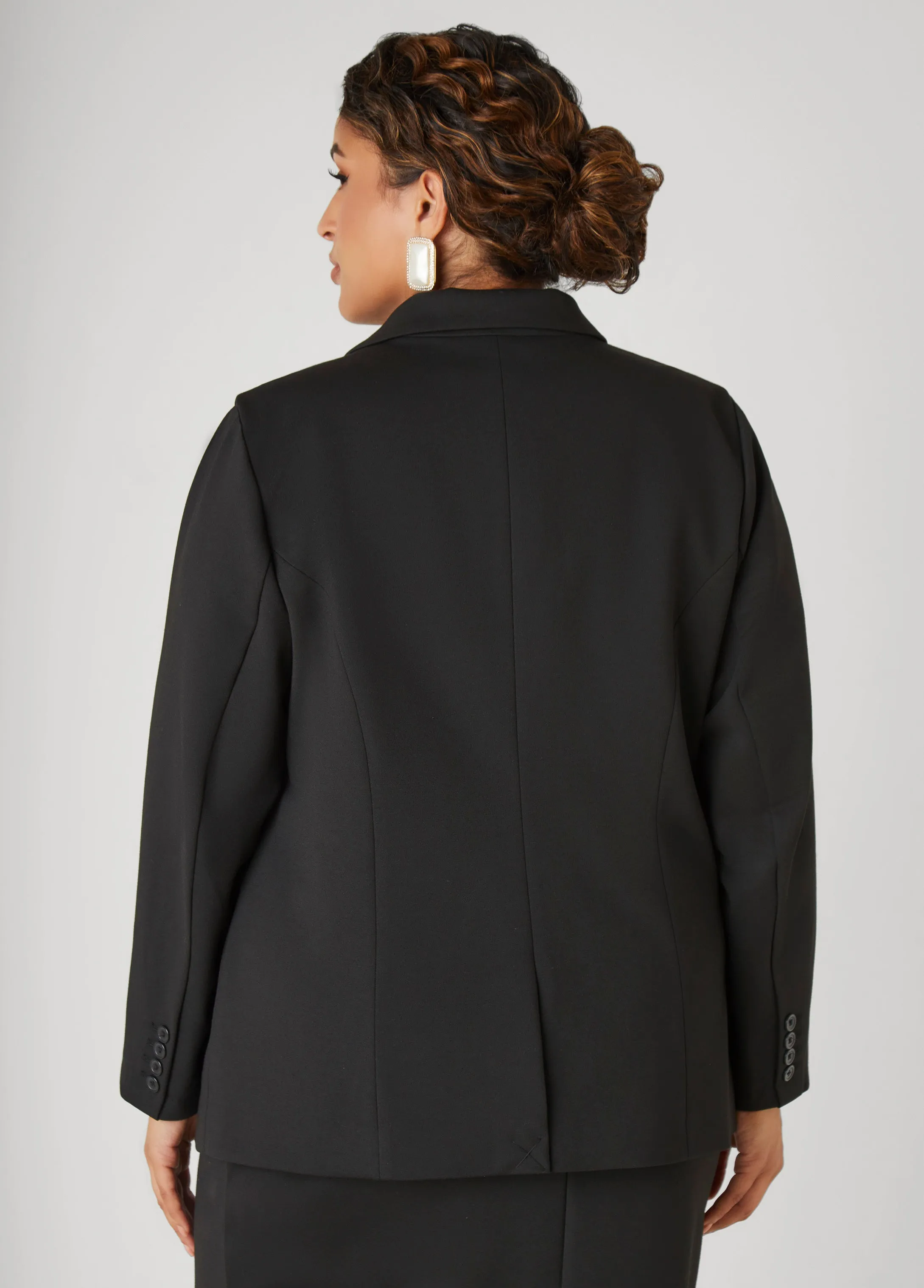 Button Front Ponte Blazer sold by Ashley Stewart product image thumbnail 2