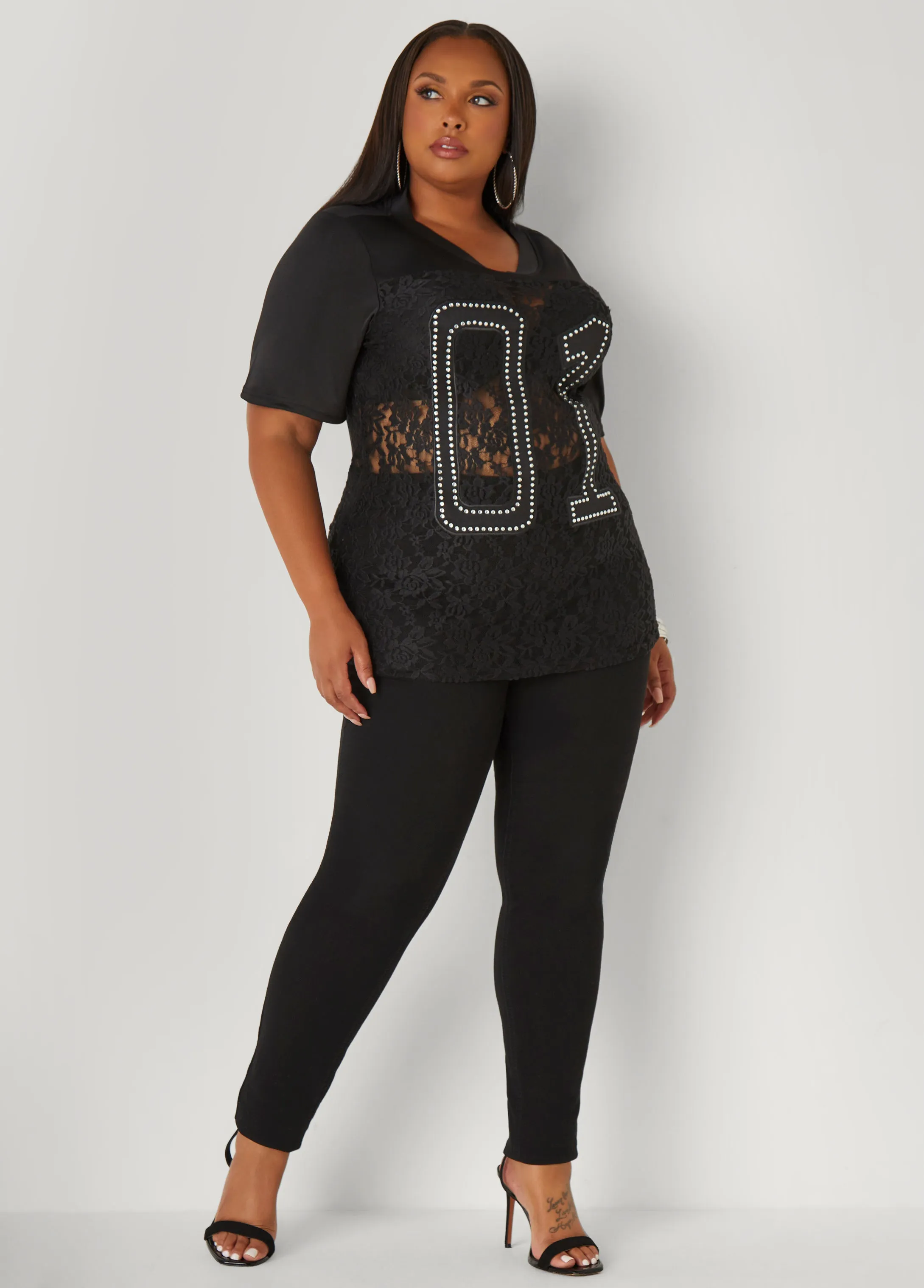 Crystal 01 Lace Jersey Tee sold by Ashley Stewart product image thumbnail 3