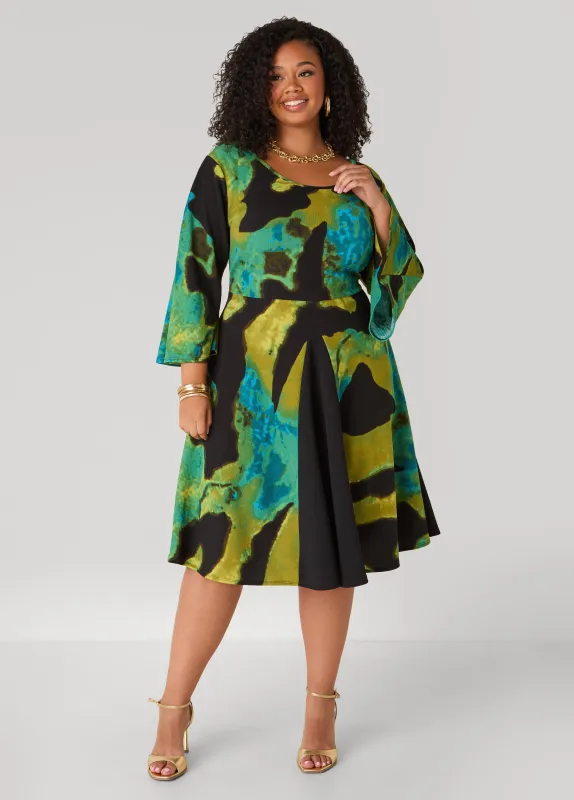 Watercolor Textured A Line Dress sold by Ashley Stewart