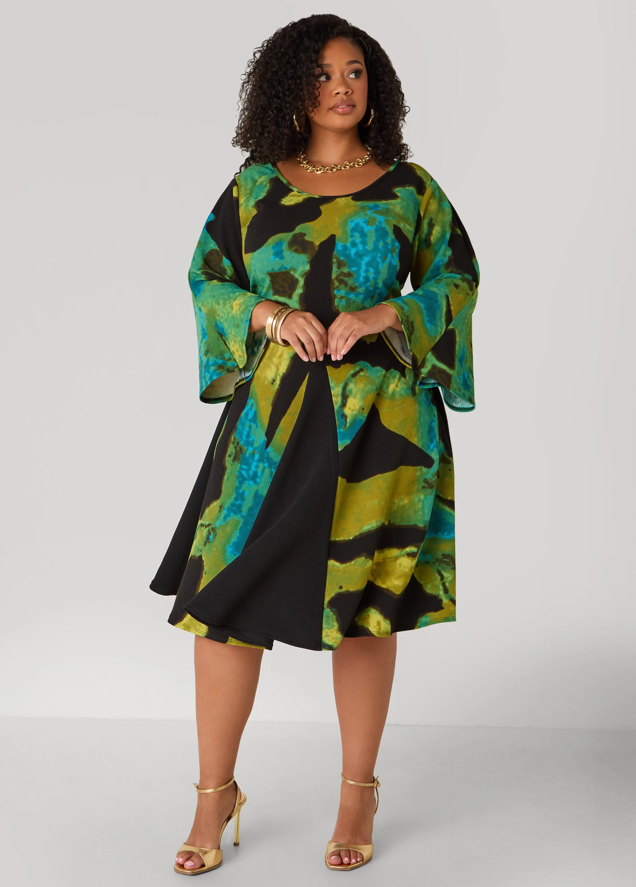 Watercolor Textured A Line Dress sold by Ashley Stewart product image thumbnail 4