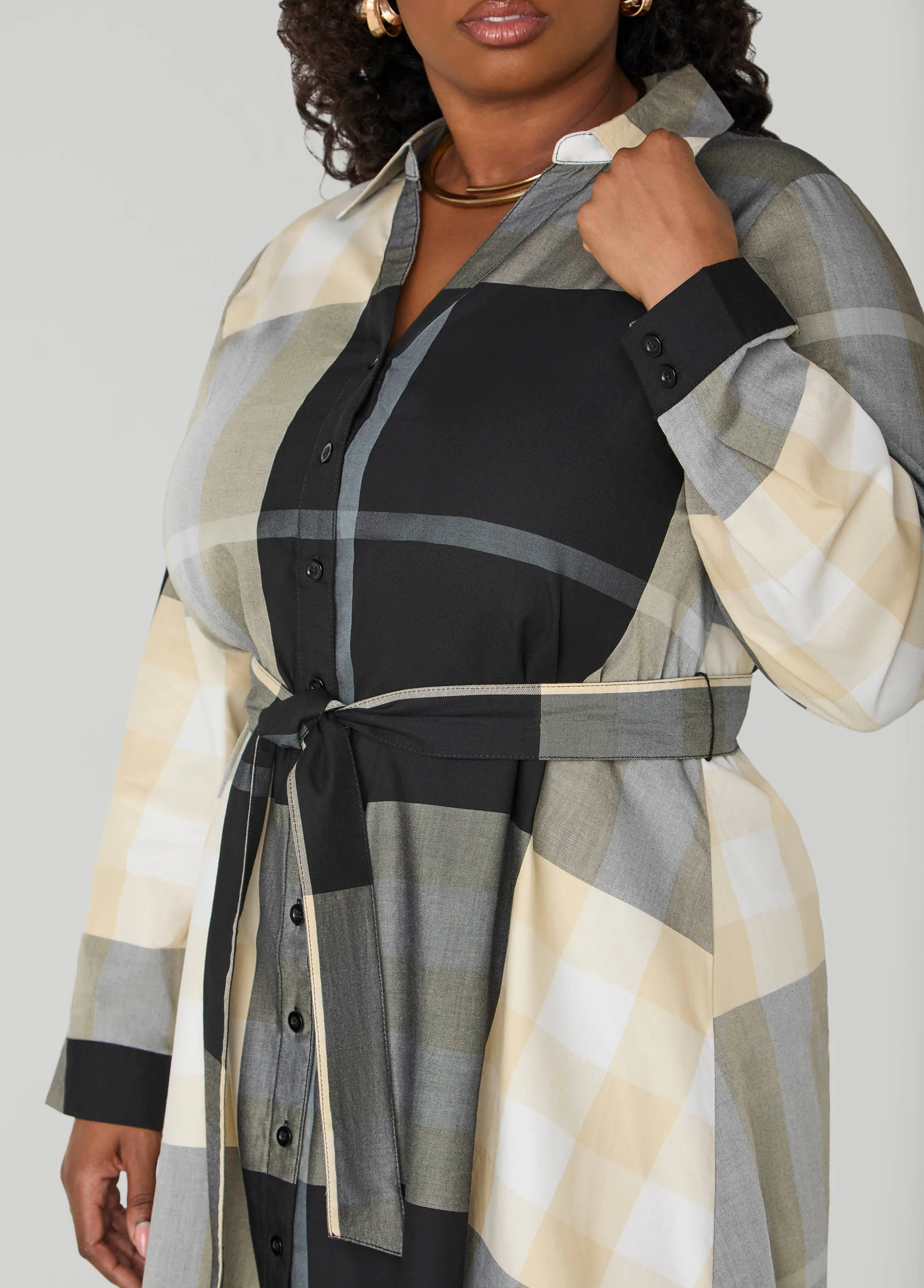 Plaid A Line Shirtdress sold by Ashley Stewart product image thumbnail 4