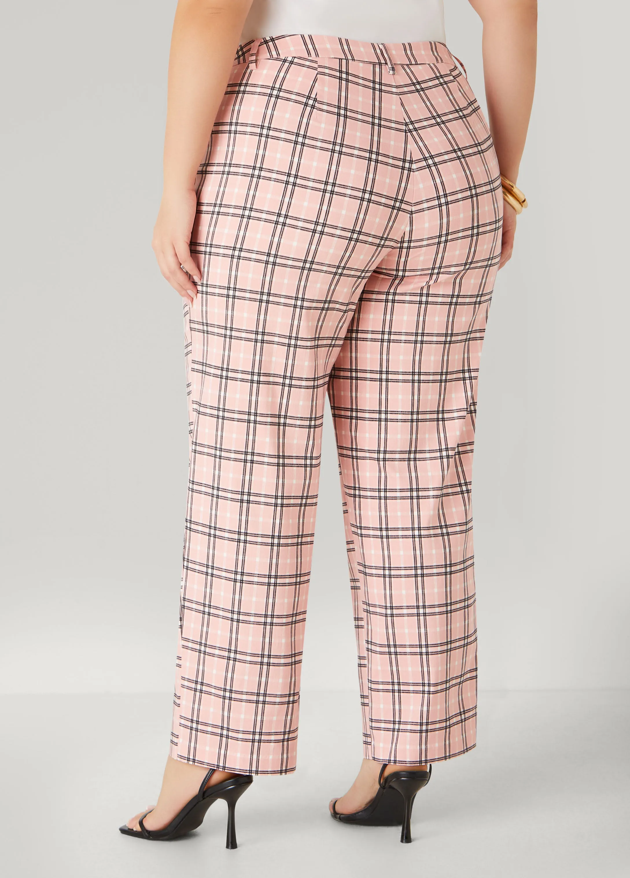 Plaid High Rise Trousers sold by Ashley Stewart product image thumbnail 2