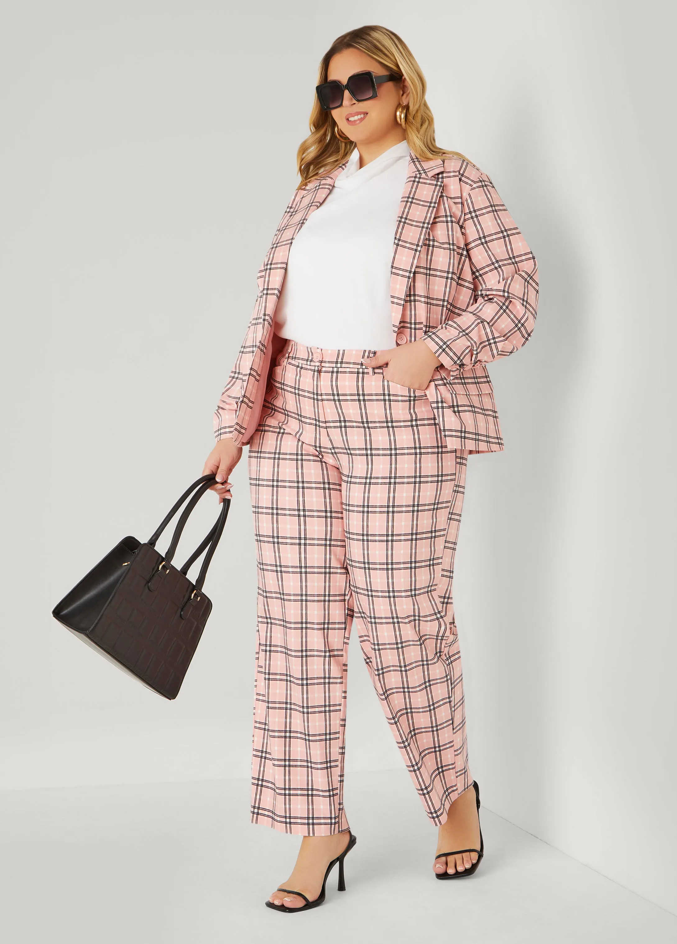 Plaid High Rise Trousers sold by Ashley Stewart product image thumbnail 3