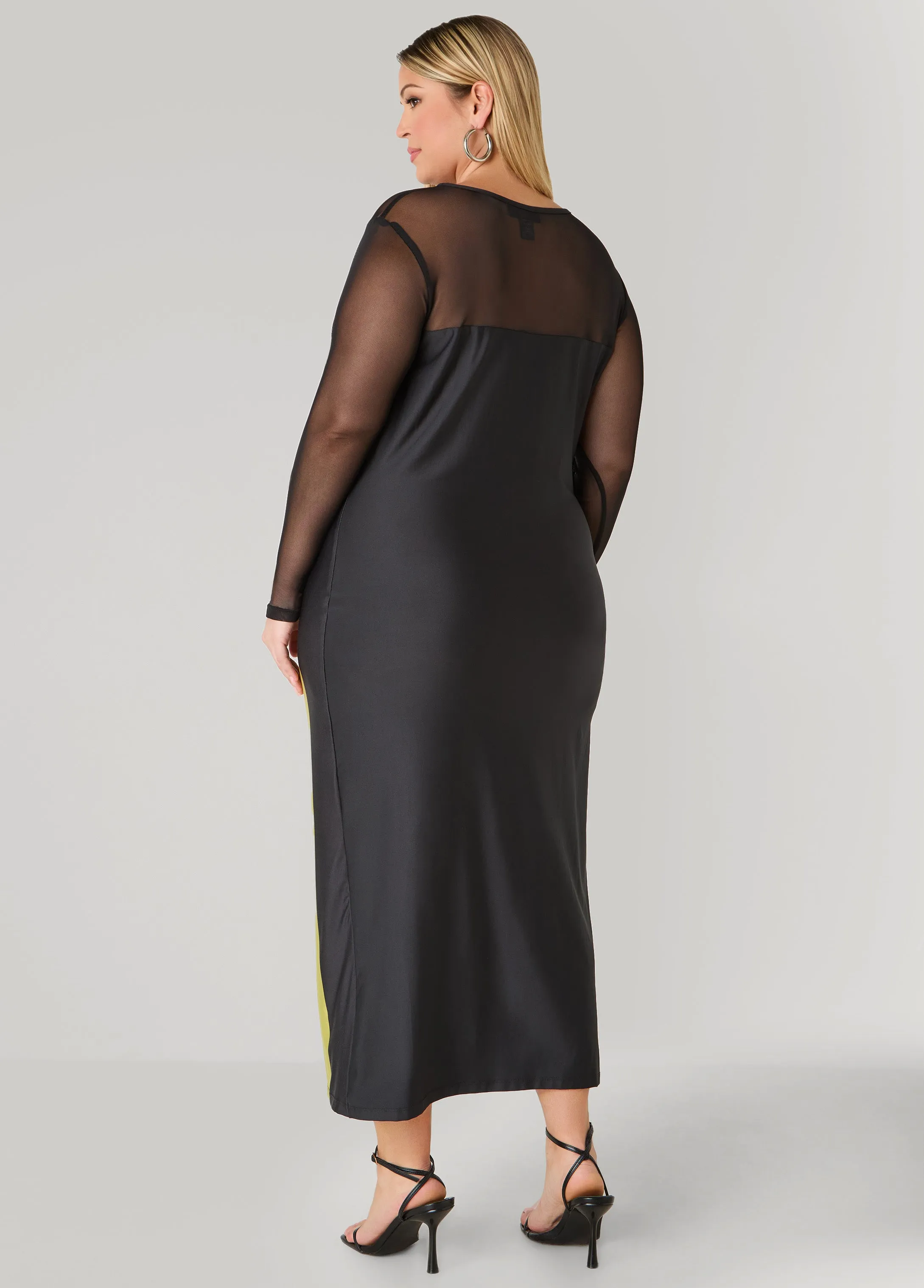 Mesh Paneled Floral Midaxi Dress sold by Ashley Stewart product image thumbnail 2