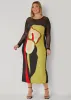 Mesh Paneled Floral Midaxi Dress sold by Ashley Stewart