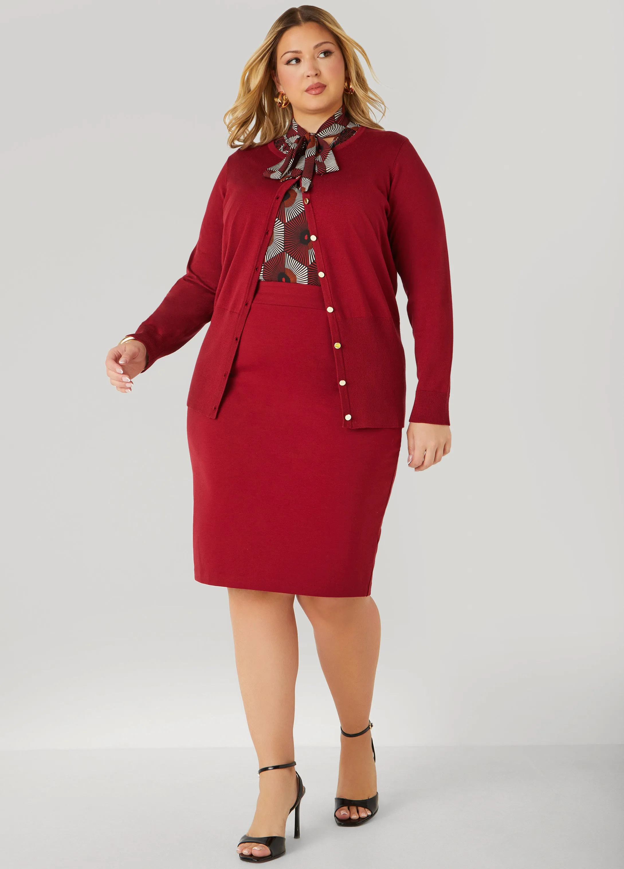 Button Front Knitted Cardigan sold by Ashley Stewart product image thumbnail 3