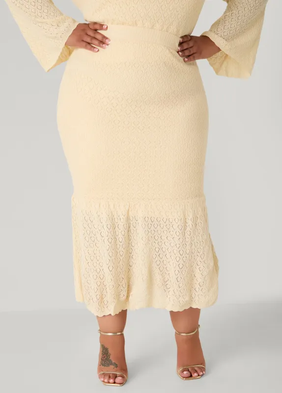Pointelle Knit Maxi Skirt sold by Ashley Stewart
