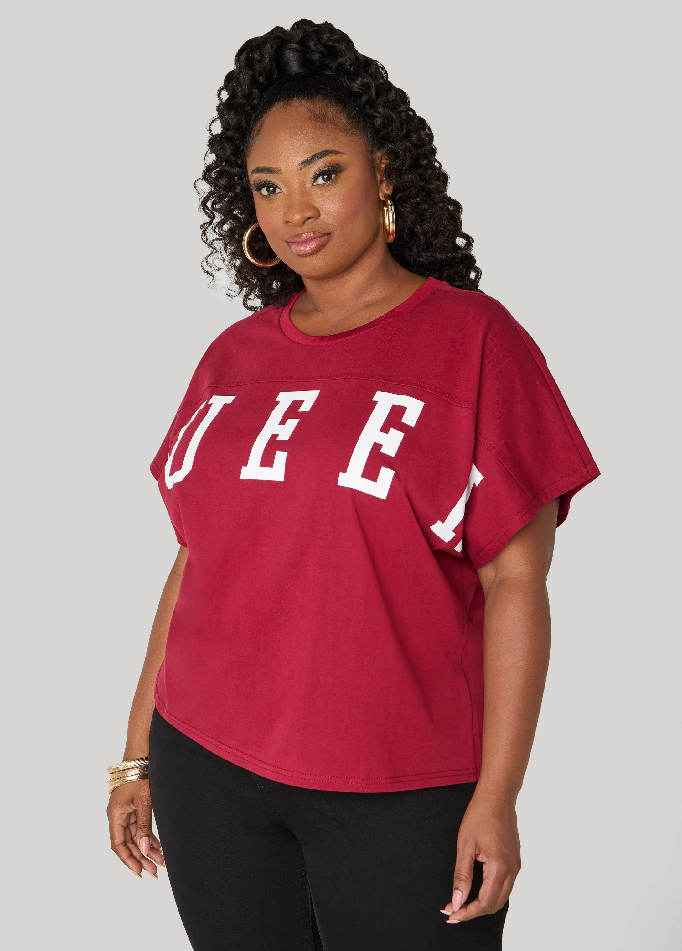 Queen Graphic Boxy Tee sold by Ashley Stewart product image thumbnail 4