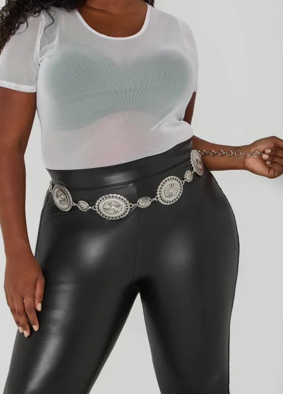 Silver Tone Medallion Chain Belt sold by Ashley Stewart