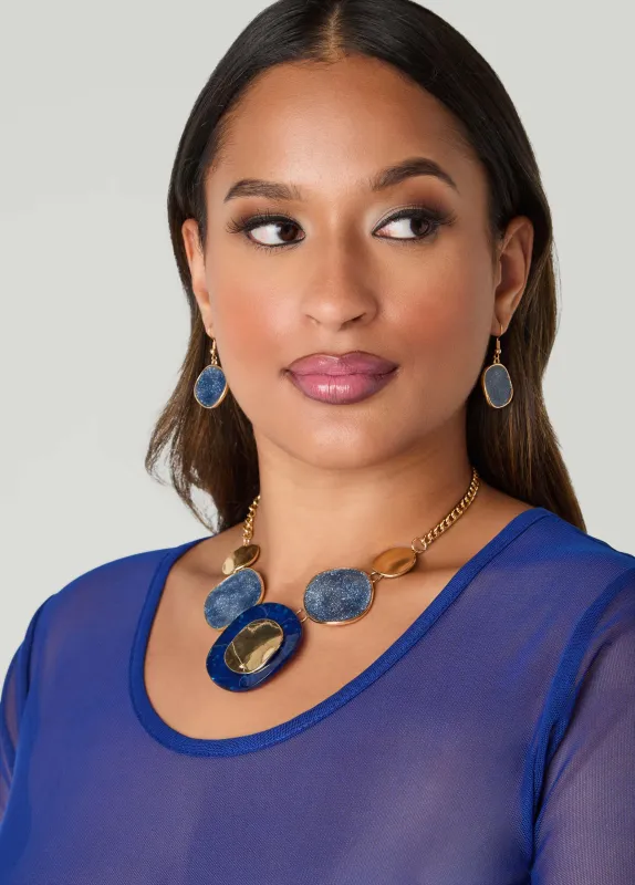 Glittered Gold Tone Necklace Set sold by Ashley Stewart