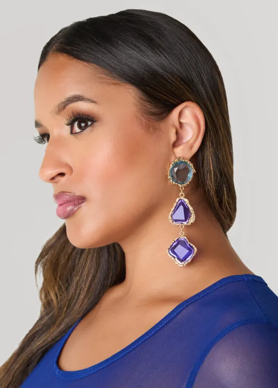 Two Tone Glass Hammered Earrings sold by Ashley Stewart