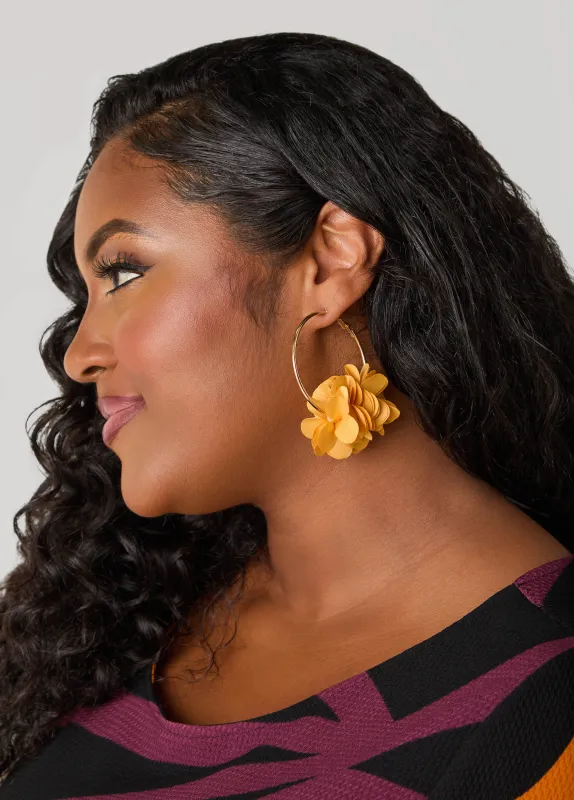 Satin Petal Hoop Earrings sold by Ashley Stewart