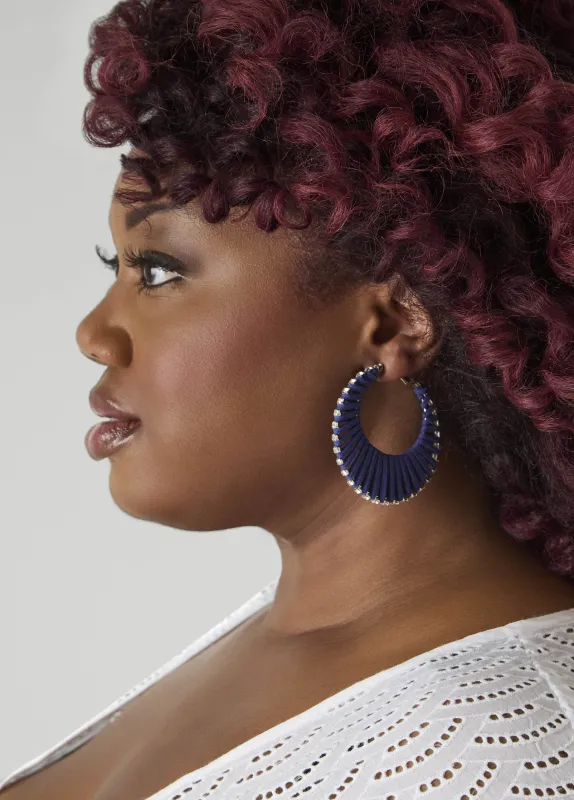 Crystal Faux Suede Hoop Earrings sold by Ashley Stewart