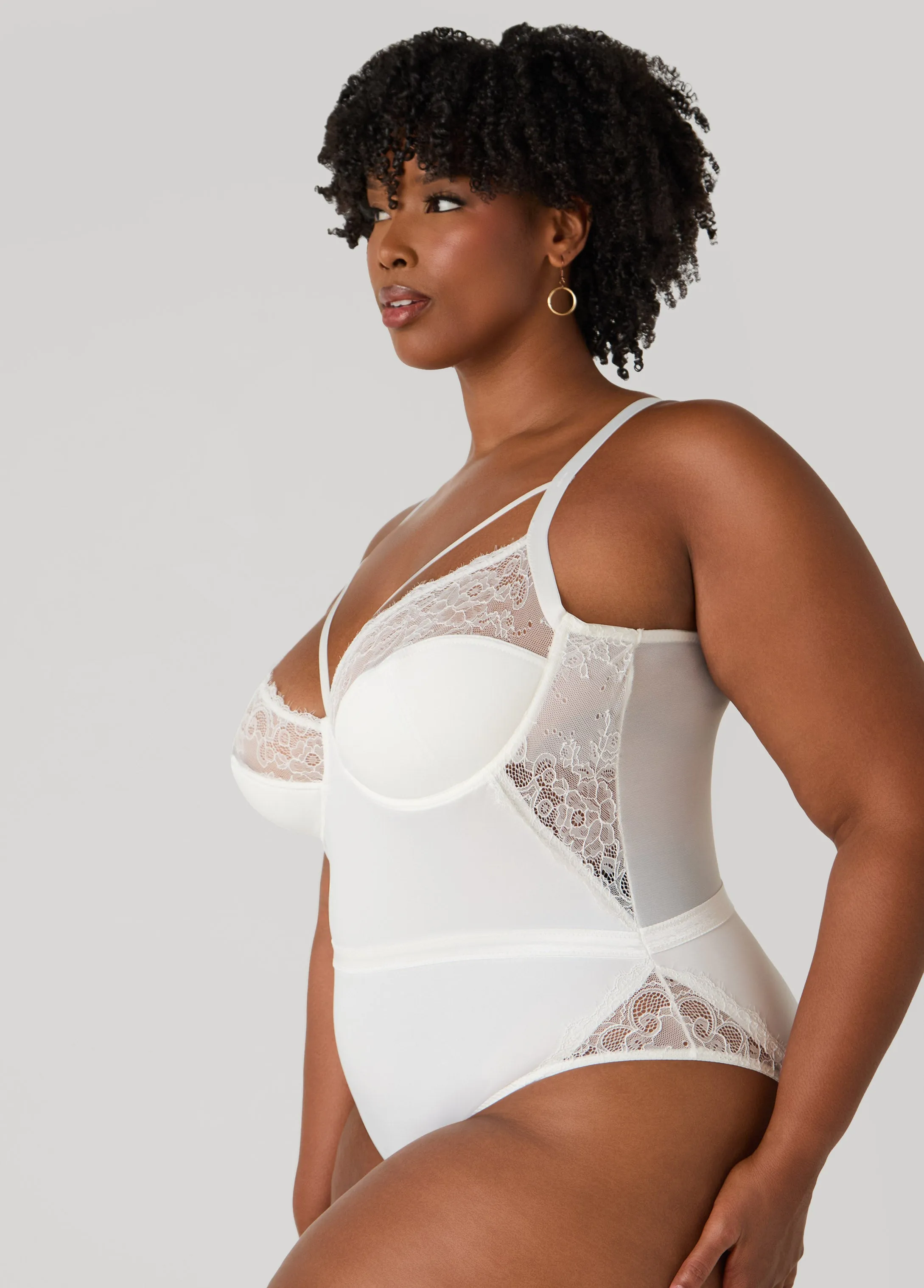 Caged Mesh And Lace Bodysuit sold by Ashley Stewart product image thumbnail 3