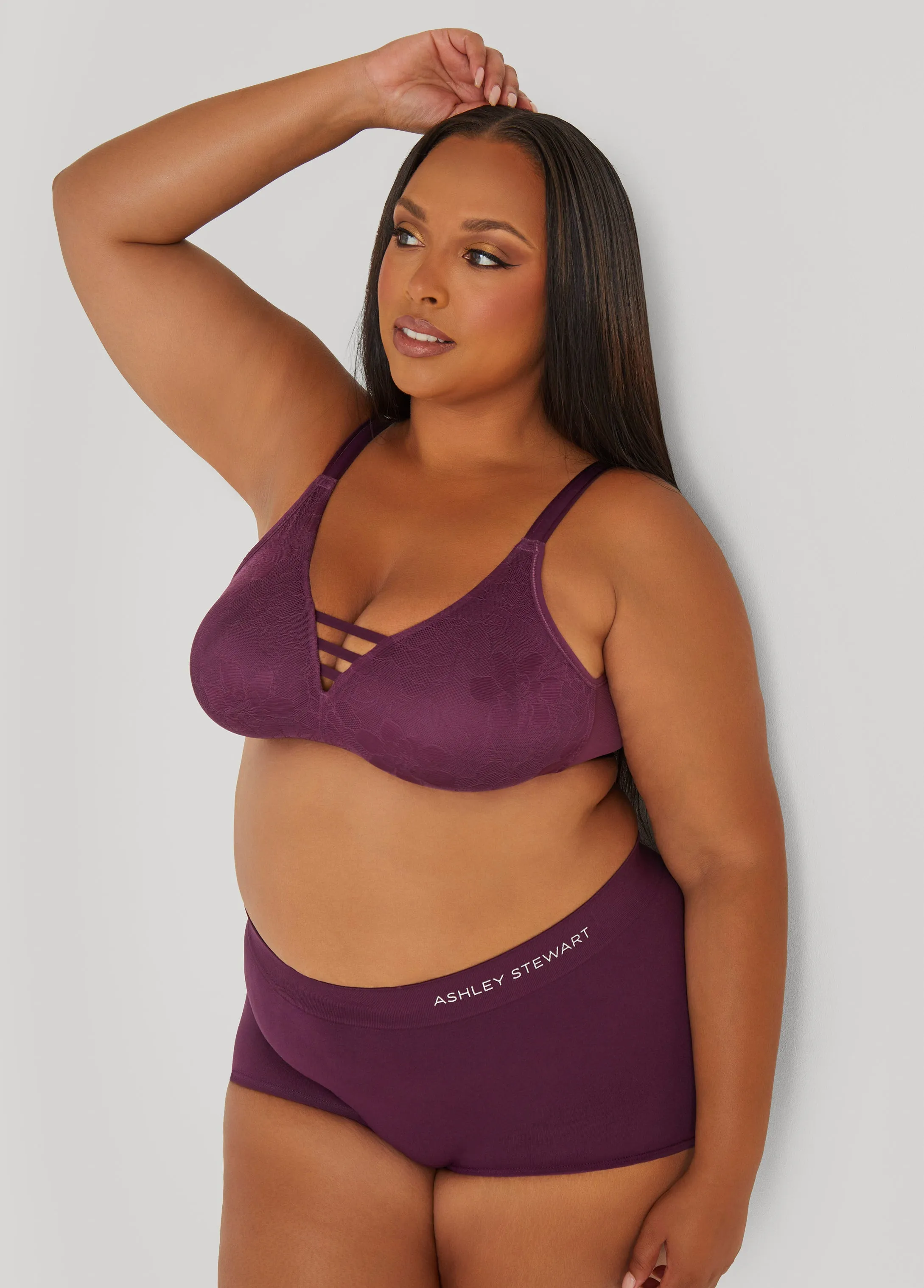 Lattice Trim Wireless Lace Bra sold by Ashley Stewart product image thumbnail 3