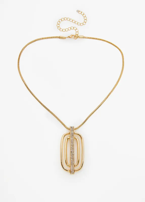 Crystal Ring Gold Tone Necklace sold by Ashley Stewart