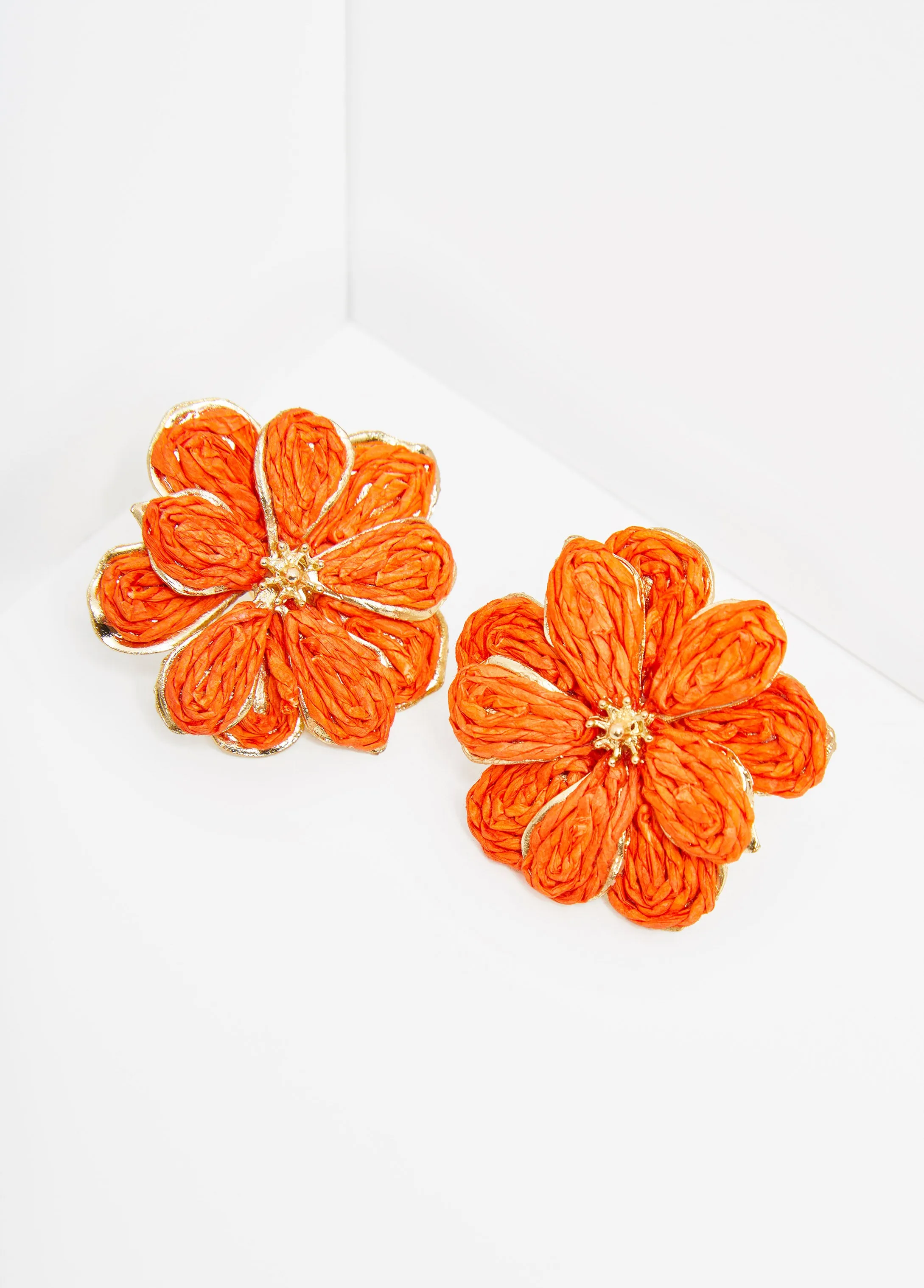 Raffia Flower Earrings sold by Ashley Stewart