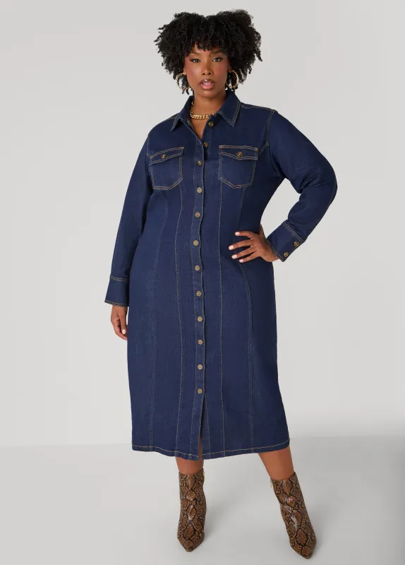 Midaxi Denim Shirtdress sold by Ashley Stewart