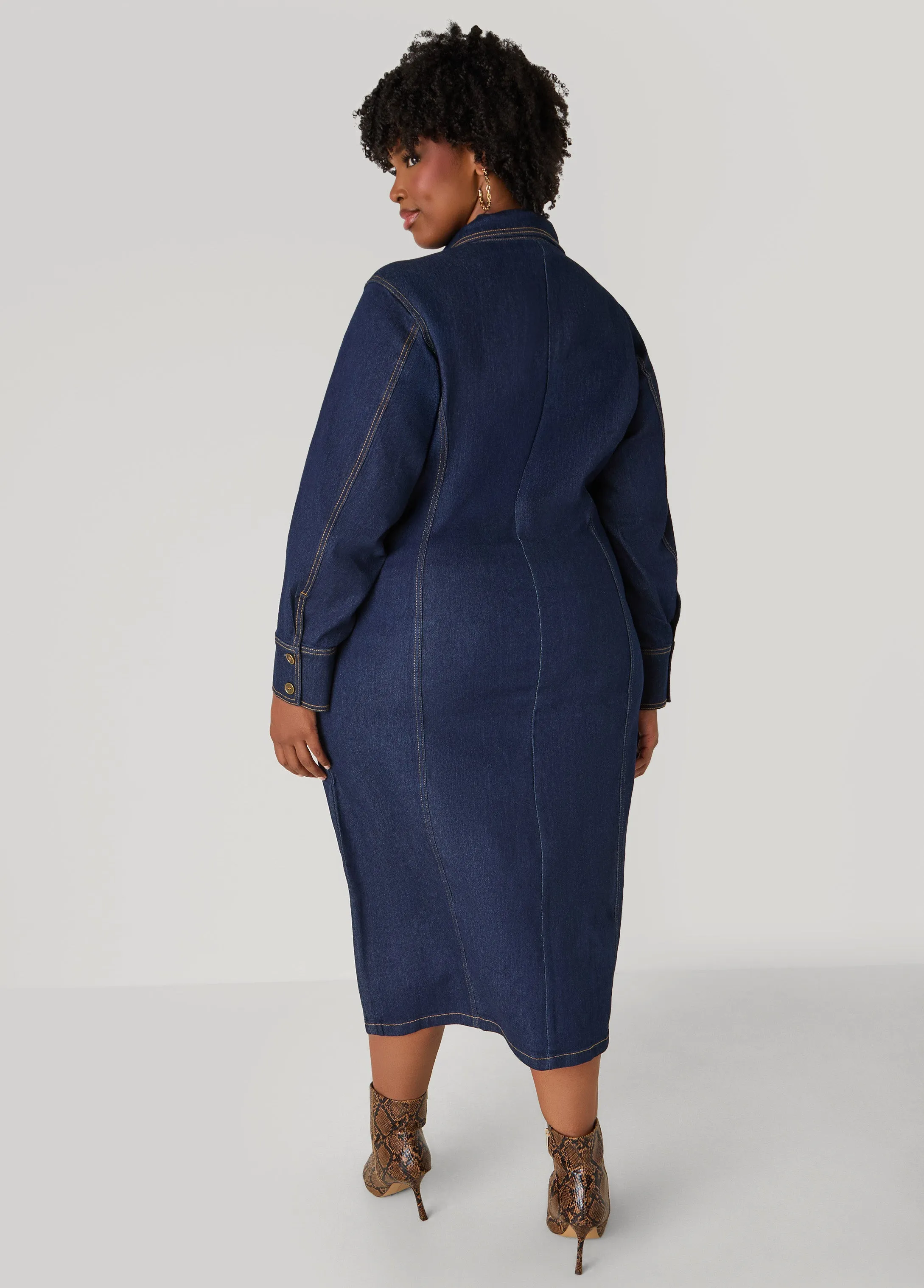 Midaxi Denim Shirtdress sold by Ashley Stewart product image thumbnail 2