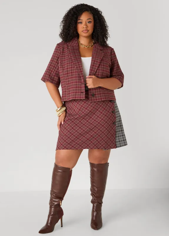 Cropped Plaid Blazer sold by Ashley Stewart