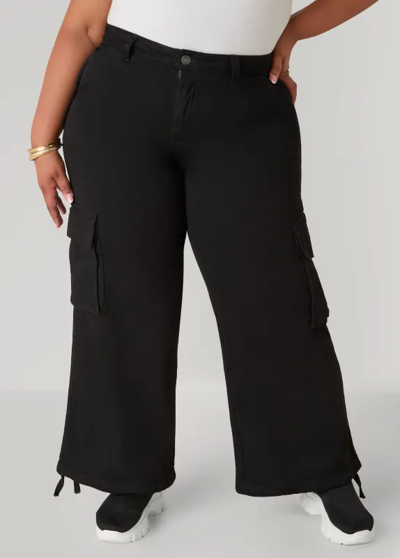 Drawstring High Rise Cargo Jeans sold by Ashley Stewart